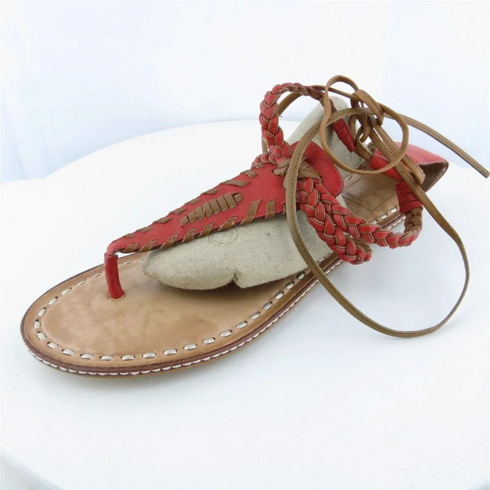 Dolce Vita Women Thong Shoes Orange Leather Tie Size 11 Medium (B, M)